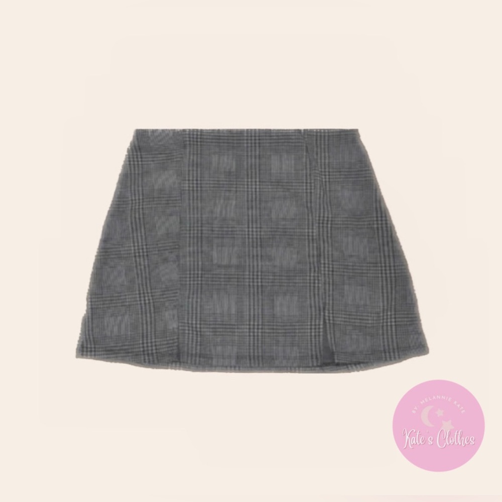 Gray Checked Print Bodycon Skirt M (COMPLETELY NEW)